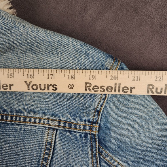 Levis Skateboarding Sherpa Trucker Jacket Mens Large Blue Denim Snap Front - Picture 11 of 14